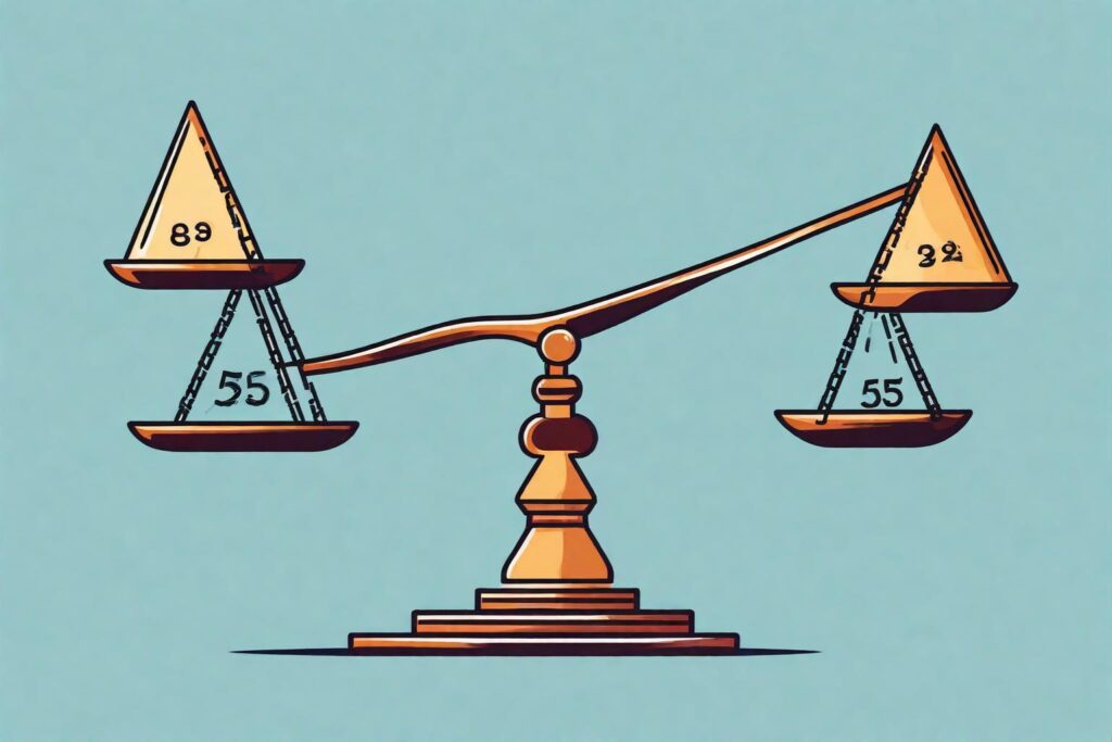A balanced scale graphic, symbolising the balance between risk and potential returns, suitable for investors with a moderate to high-risk appetite.