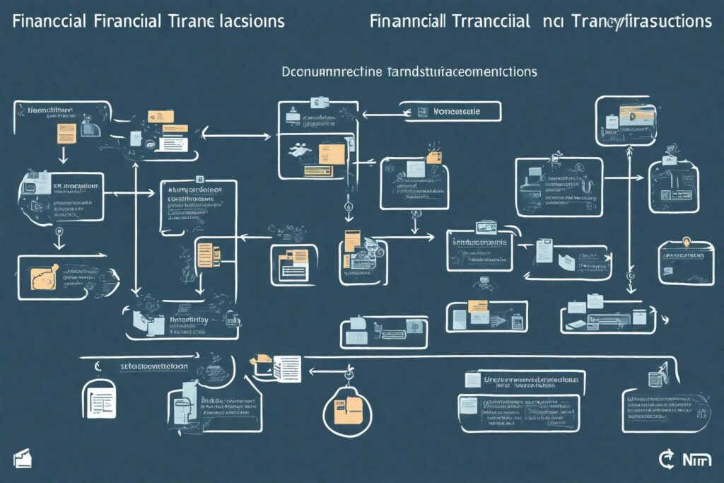 A visual flowchart detailing the process of documenting financial transactions (from noting the transaction to filing it).